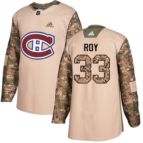 Adidas Canadiens #33 Patrick Roy Camo Authentic Veterans Day Stitched NHL Jersey